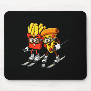 Pizza Pommes frites Ski lustig Skifahrer Fast Food Mousepad