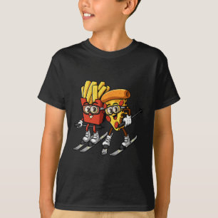 Pizza Pommes Frites Ski Lustig Skifahrer Fast Food T-Shirt