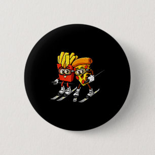 Pizza Pommes Ski lustig Skifahrer Fast Food Button