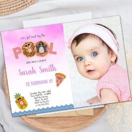 Pizza Pool Birthday Invitations with photo Einladung