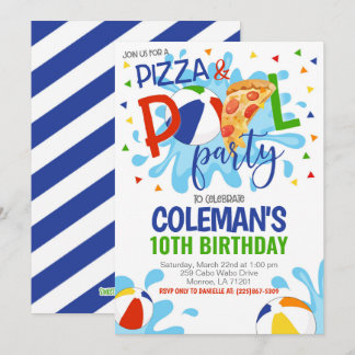 Pizza & Pool Party Geburtstag Einladung