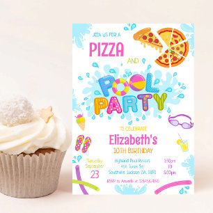 Pizza Pool Party Geburtstagseinladung Einladung