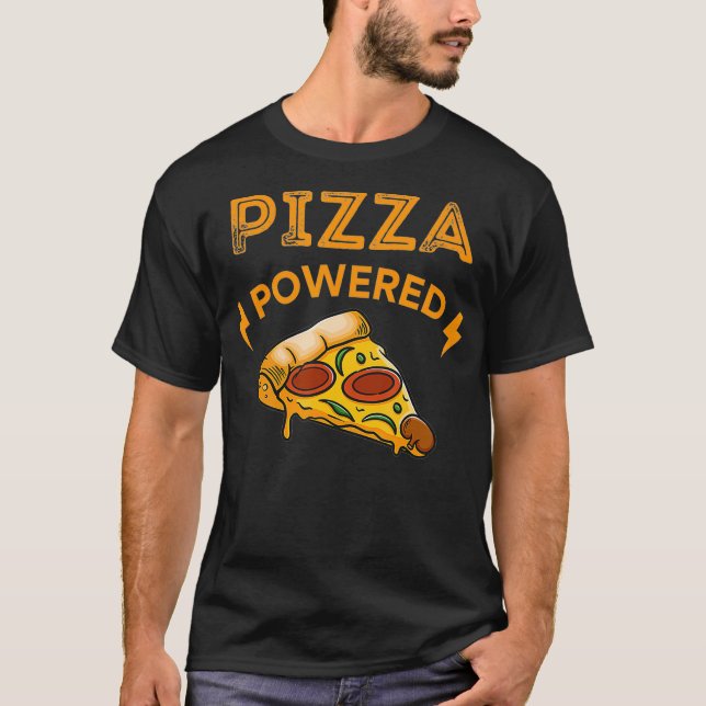 Pizza Powered Funny T-Shirt (Vorderseite)