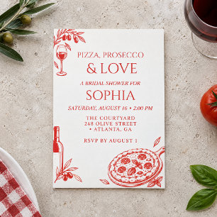 Pizza Prosecco Terrakotta-Italienische Brautparty Einladung