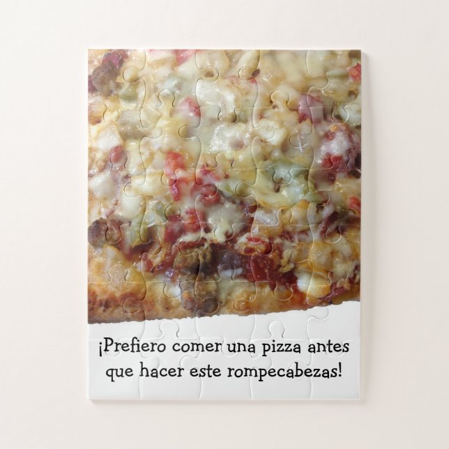 Pizza-Puzzle mit spanischem (español) Zitat.  Puzzle (Vertikal)