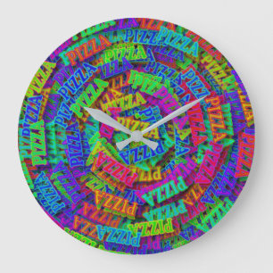 Pizza Rainbow Große Wanduhr