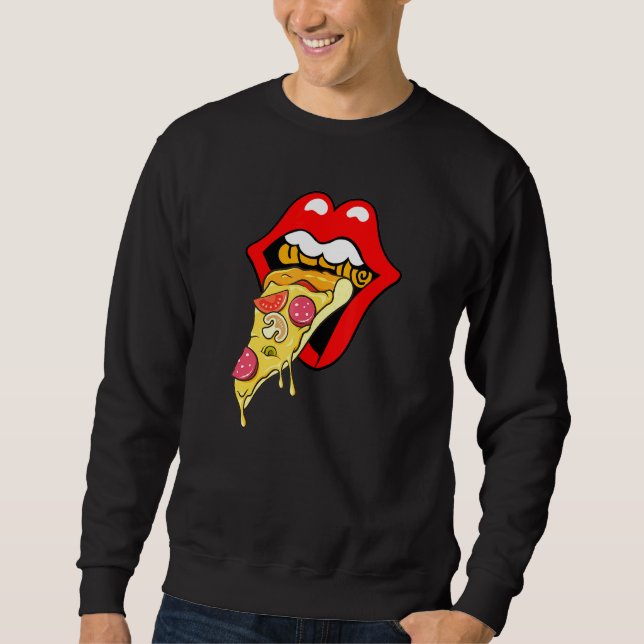 Pizza Red Lips Fast Food Sweatshirt (Vorderseite)