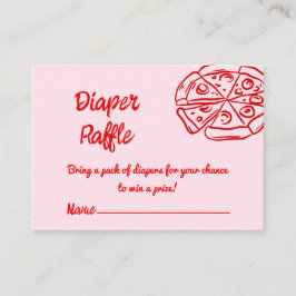 Pizza Red Pink Hand Gezeichnet Diaper Raffle Begleitkarte