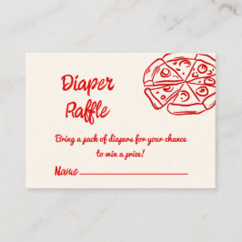 Pizza Red Pink Hand Gezeichnet Diaper Raffle Begleitkarte