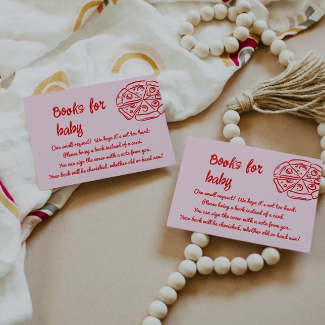 Pizza Red Pink Handgezeichnete Babybuchanfrage Begleitkarte (Von Creator hochgeladen)