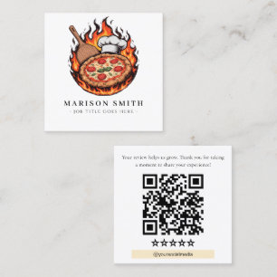 Pizza Restaurant Bewertungs-QR-Code  Quadratische Visitenkarte