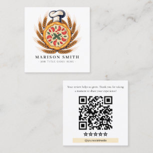Pizza Restaurant Bewertungs-QR-Code Quadratische Visitenkarte