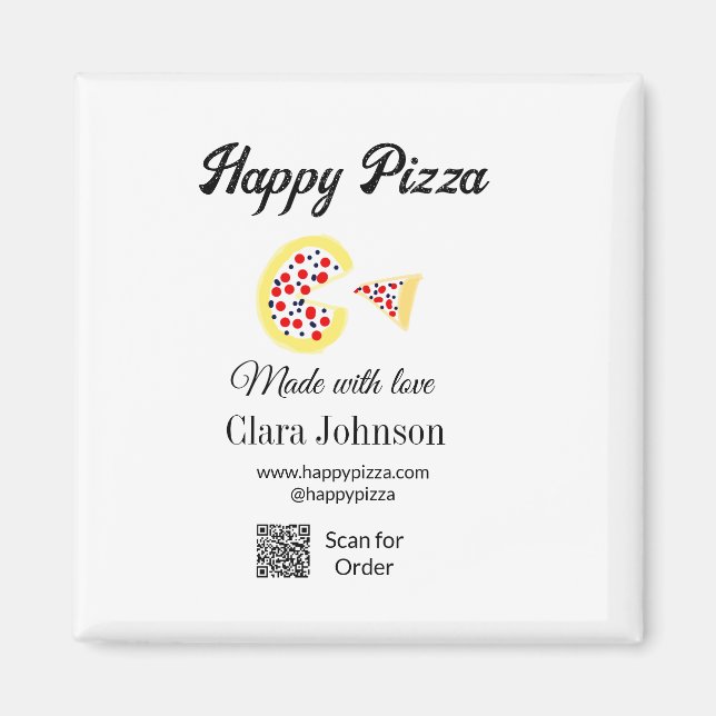 Pizza restaurant cafe pizzeria scan QR code order  Magnet (Vorne)