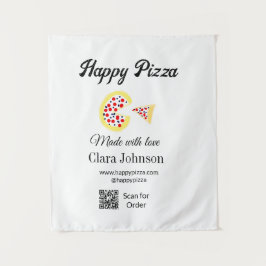 Pizza restaurant cafe pizzeria scan QR code order  Wandteppich