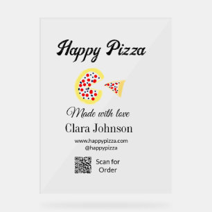 Pizza Restaurant Café Pizzeria Scan QR Code Reihen Acrylschild