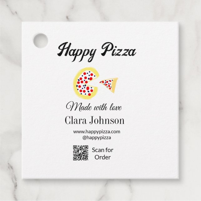 Pizza Restaurant Café Pizzeria Scan QR Code Reihen Geschenkanhänger (Vorderseite)
