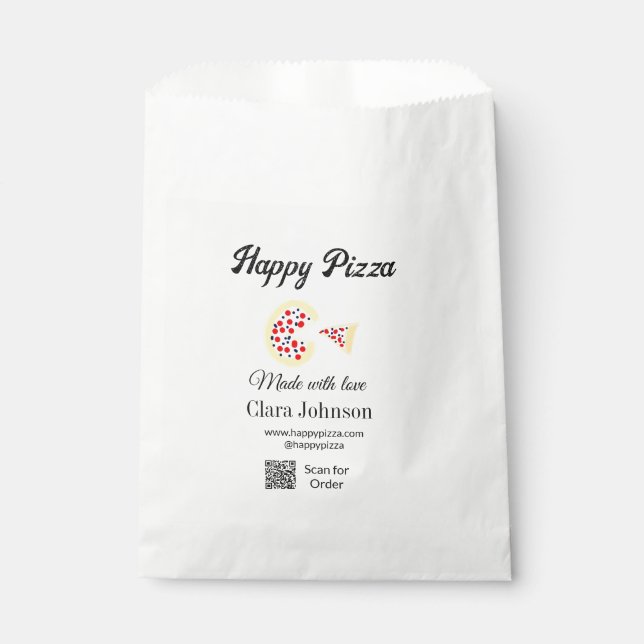 Pizza Restaurant Café Pizzeria Scan QR Code Reihen Geschenktütchen (Vorderseite)
