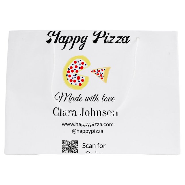 Pizza Restaurant Café Pizzeria Scan QR Code Reihen Große Geschenktüte (Vorderseite)