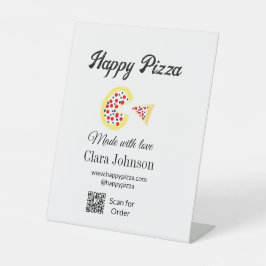 Pizza Restaurant Café Pizzeria Scan QR Code Reihen Sockelschild