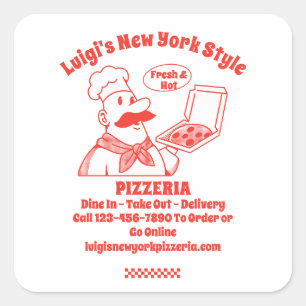 Pizza-Restaurant detaillierte Grafik anpassen Quadratischer Aufkleber