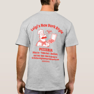 Pizza Restaurant detaillierte Grafik auf der Rücks T-Shirt