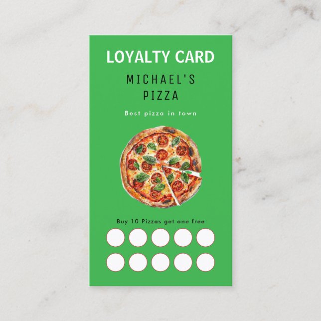 Pizza Restaurant Food LKW Green Loyalty Card Visitenkarte (Vorderseite)