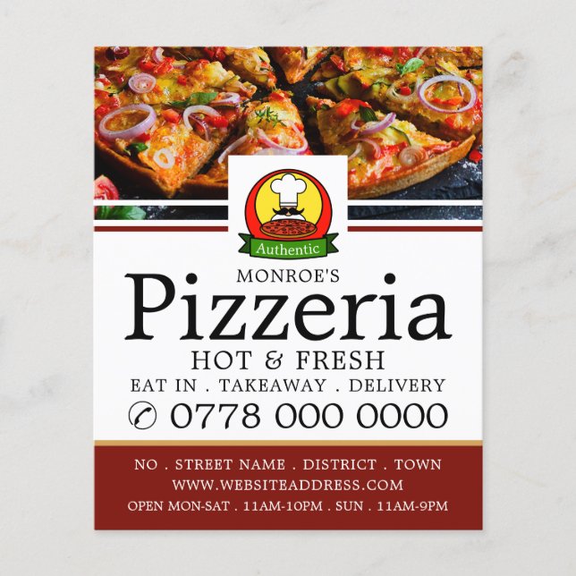 Pizza Restaurant, Pizzeria Menu Werbung Flyer (Vorne)