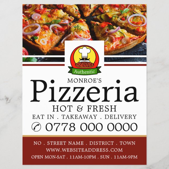 Pizza Restaurant, Pizzeria Menu Werbung Flyer (Vorne)