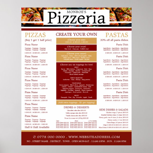 Pizza Restaurant, Pizzeria Poster (Vorne)