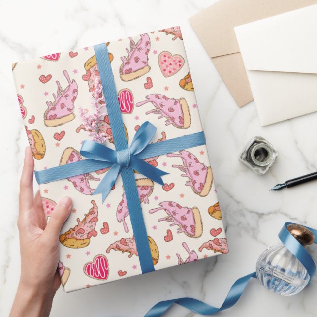 Pizza Retro Valentine's Wrapping Paper Geschenkpapier (Schenken)