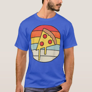Pizza Retro Vintage Sonnenuntergang Lustiger Käse- T-Shirt