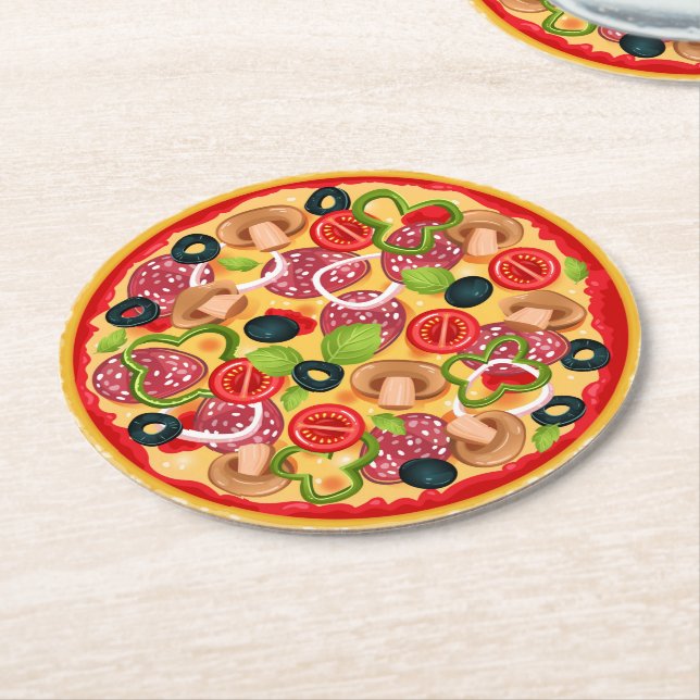 Pizza Round Paper Untersetzer (Angewinkelt)