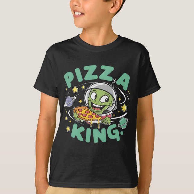 Pizza Royalty: Cartoon Charakter Holds Pizza King T-Shirt (Vorderseite)