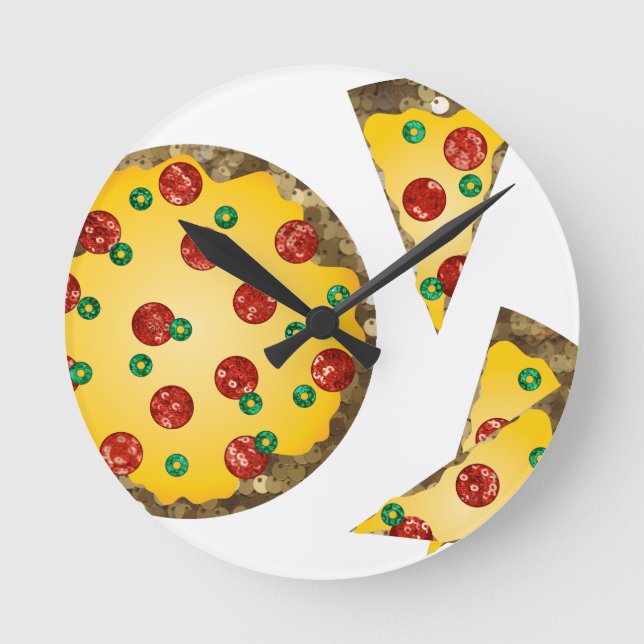 Pizza Runde Wanduhr (Vorderseite)
