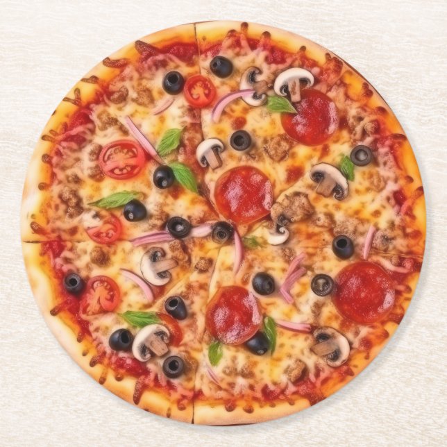 Pizza Runder Pappuntersetzer (Vorderseite)