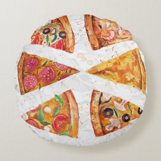 Pizza-rundes Kissen (Vorderseite)