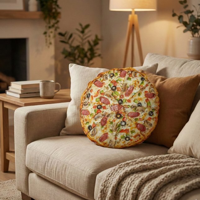 Pizza Rundes Kissen (Von Creator hochgeladen)