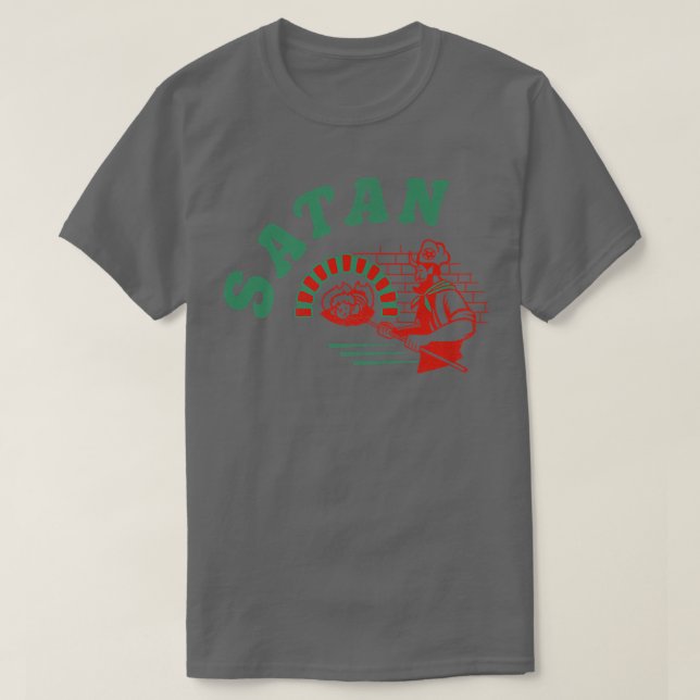 Pizza Satan Occult Punk Goth Baphomet Devil Black T-Shirt (Design vorne)