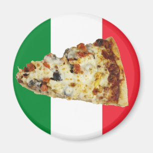 Pizza-Scheibe auf Farben der italienischen Flagge Magnet