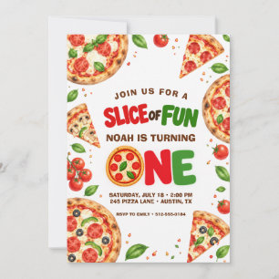 Pizza-Scheibe des Spaßes 1. Geburtstag Einladung