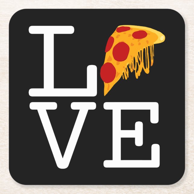 Pizza-Scheiben-Liebe Rechteckiger Pappuntersetzer (Vorderseite)