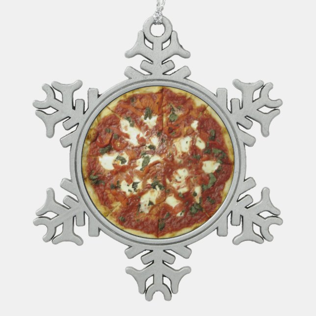 PIZZA! SCHNEEFLOCKEN Zinn-Ornament (Vorderseite)