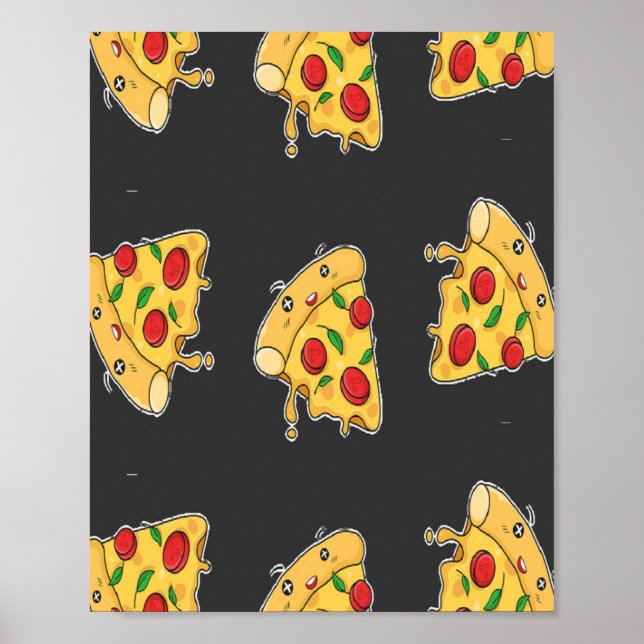 Pizza schneidet das Muster des Essens Poster (Vorne)