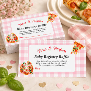 Pizza & Schnuller Rosa Gingham Baby Shower Geschen Begleitkarte
