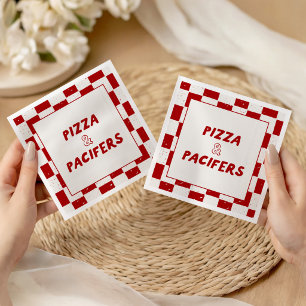 Pizza & Schnuller Rote Babyparty Italienisch Serviette