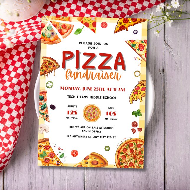 Pizza School Fundraiser, Pizza Dinner Fundraiser Flyer (Von Creator hochgeladen)