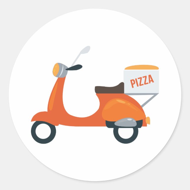 Pizza Scooter Runder Aufkleber (Vorderseite)