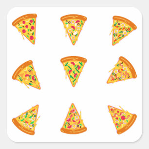 Pizza Set Pack: Köstliche Einkäufe & Bundles Quadratischer Aufkleber