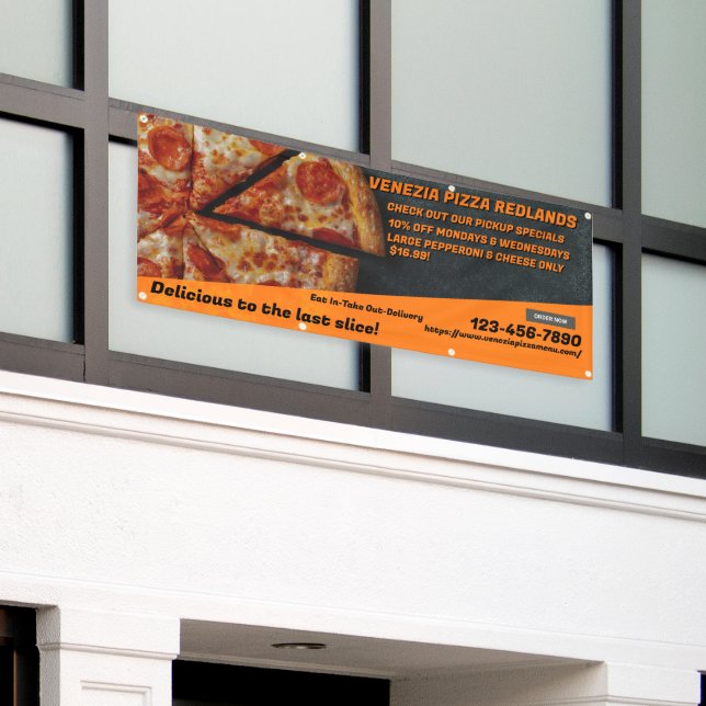 Pizza Shop Pepperoni Käse Werbung anpassen Banner (Äußeres Gebäude)