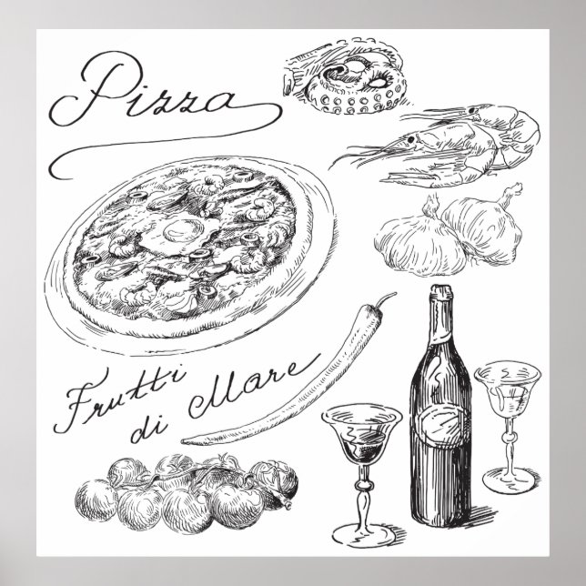 Pizza Sketch Poster (Vorne)